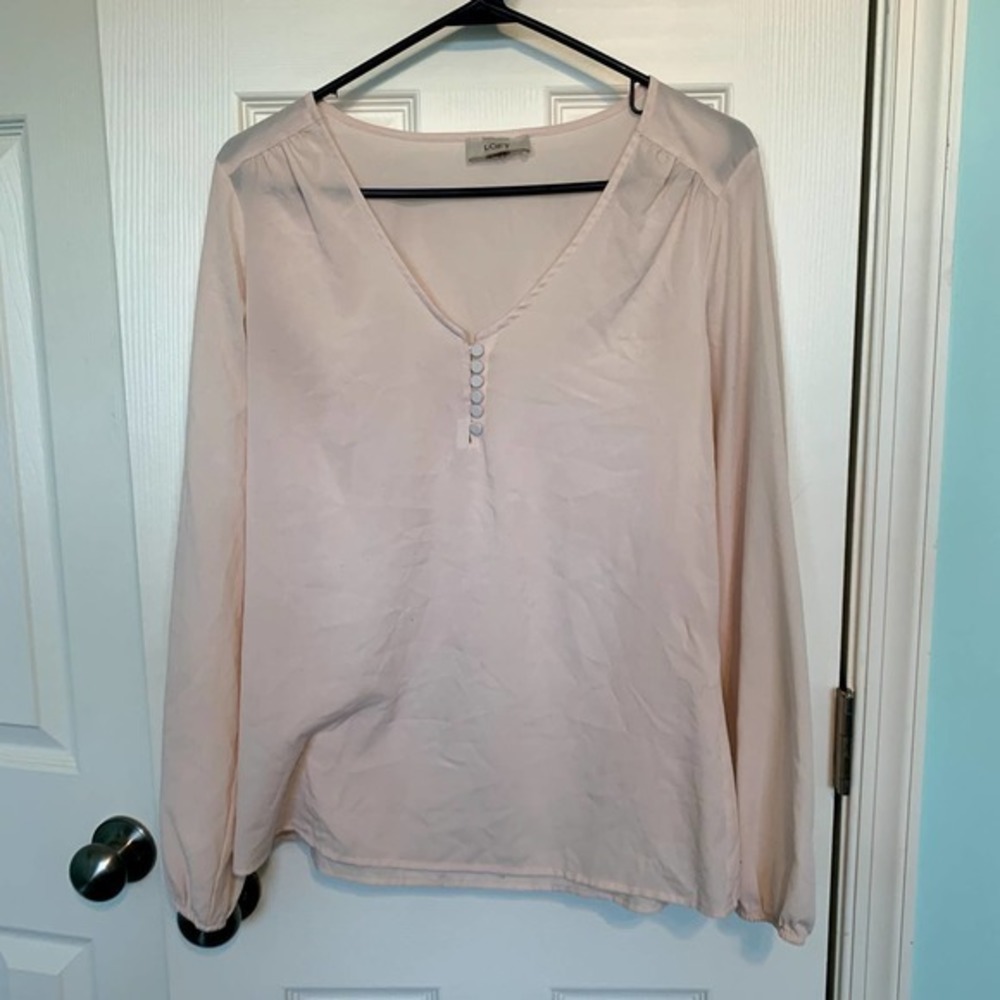 Loft Women's Size XS/S Light‎ Pink V-Neck Blouse